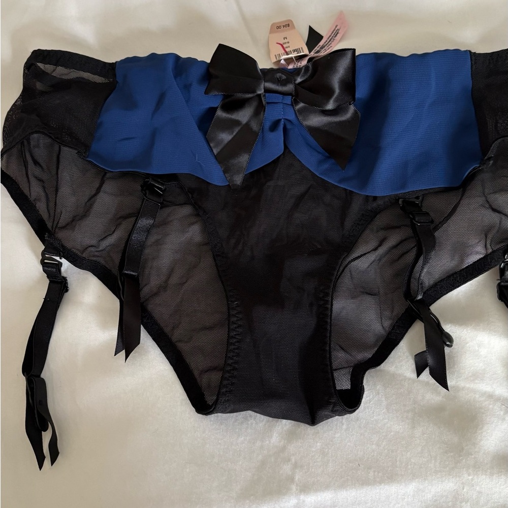 NWT Chic Black and Blue Women's Panty with Bow